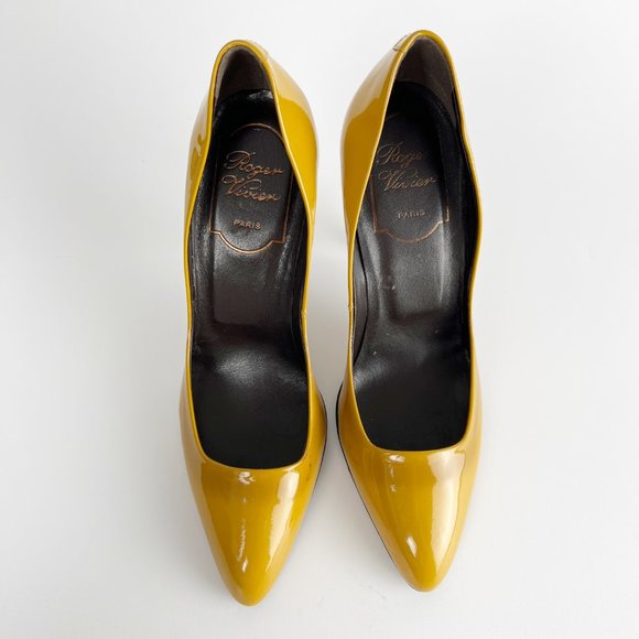 Size 34 Roger Vivier Paris Patent Leather Pointed Toe Stiletto High Heels - Picture 2 of 7